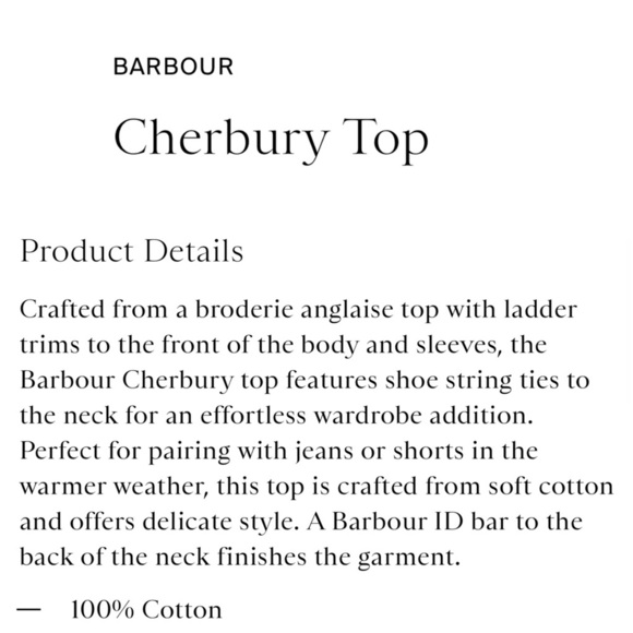 BARBOUR CHERBURY MAPLE EYELET LACE 100% COTTON BLOUSE TOP - Picture 3 of 16